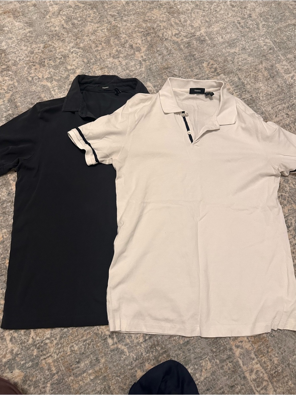 Theory Men's Polo Shirts in Black and Light Beige